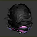 White Mannequin Head With Black Pink And Blue Mixed Hair Wig Style