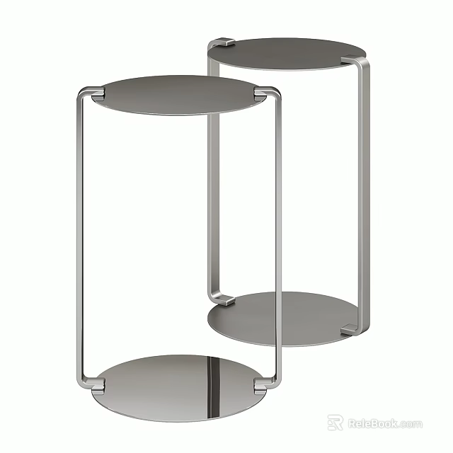 Functional Table With Two Tier Round Top And Sleek Metal Frame Design 3d model