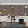 Quiet Study Desk and Chair Combination Study Floor Lamp Study Decoration Computer Creative Study Bookcase Combination Study Decoration 3d model