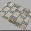 Blue And White Mosaic Tiled Floor Design With Weathered Pattern And Classic Style