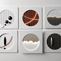 Modern Square Wall Decor Pieces With Circular Elements And Various Line Designs 3d model
