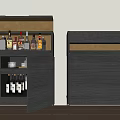 Modern Wine Cabinets With Open Shelf And Closed Storage For Wine Bottle