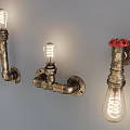 Vintage Industrial Metal Pipe Wall Sconces With Exposed Bulbs And Retro Design