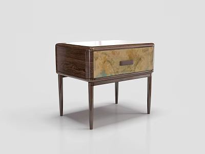 Elegant Modern Wooden Bedside Table With Single Drawer And Textured Panel 3d model