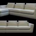Black Leather Modular Sofa Set With Corner Three Seater And Single Seater 3d model