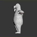 Three Polar Bear Models in Different Sizes with Arms Outstretched against Gray Background with Reflections 3d model