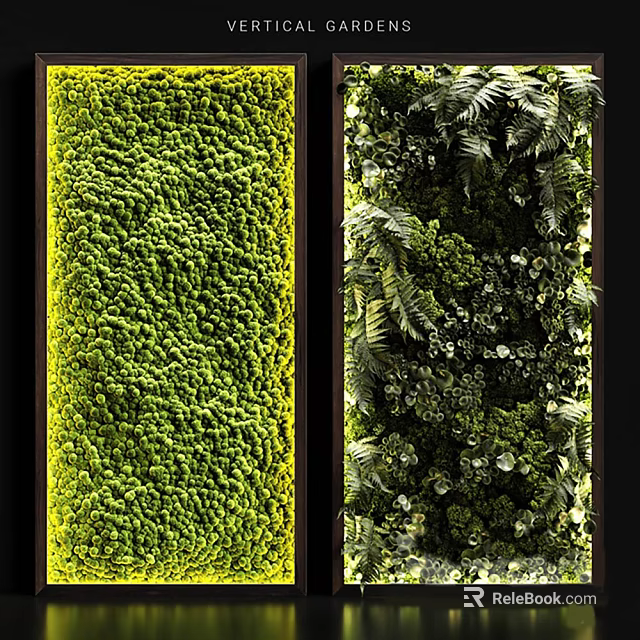 Two Styles Of Green Plant Wall Decoration Ideas 3d model 