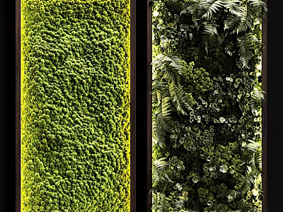 Two Styles Of Green Plant Wall Decoration Ideas 3d model