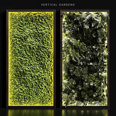 Two Styles Of Green Plant Wall Decoration Ideas 3d model