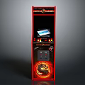 Red Mortal Kombat Arcade Machine with Display Screen Control Buttons and Dragon Design