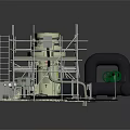 Industrial Processing System With White Vessels Black Pipes And Green Valves