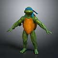 Detailed 3D Model of Ninja Turtle With Blue Headband And Orange Shell