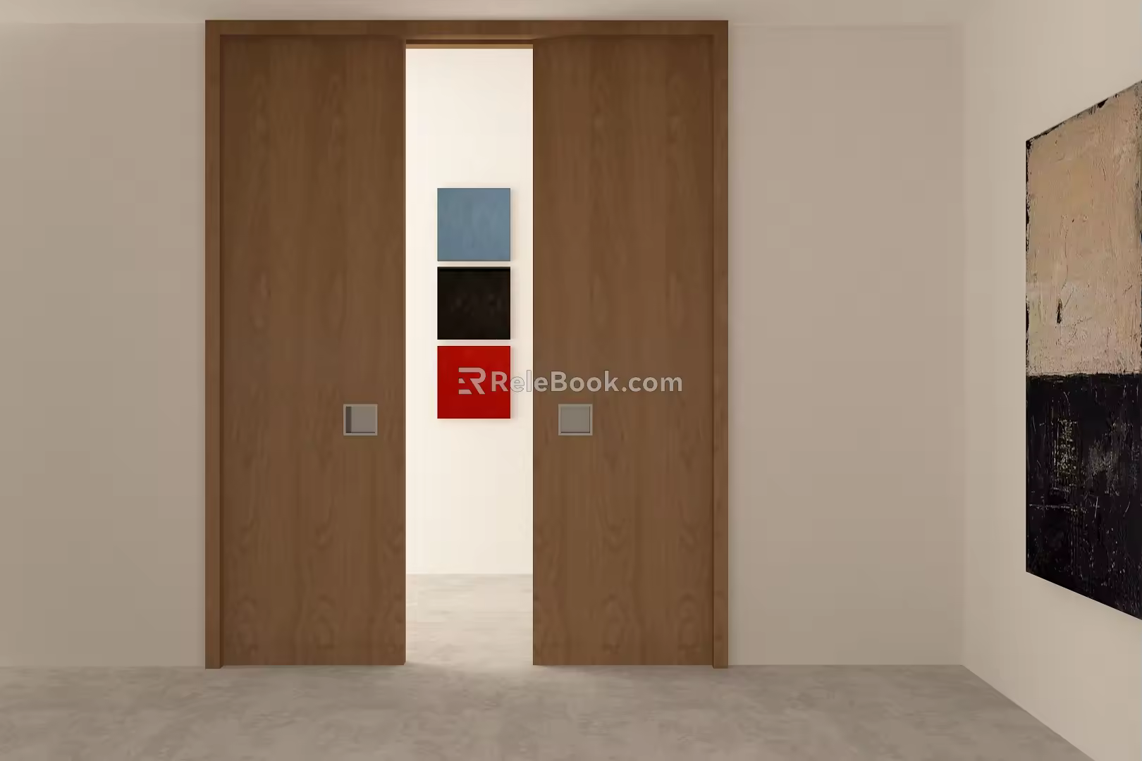 Log sliding door 3d model