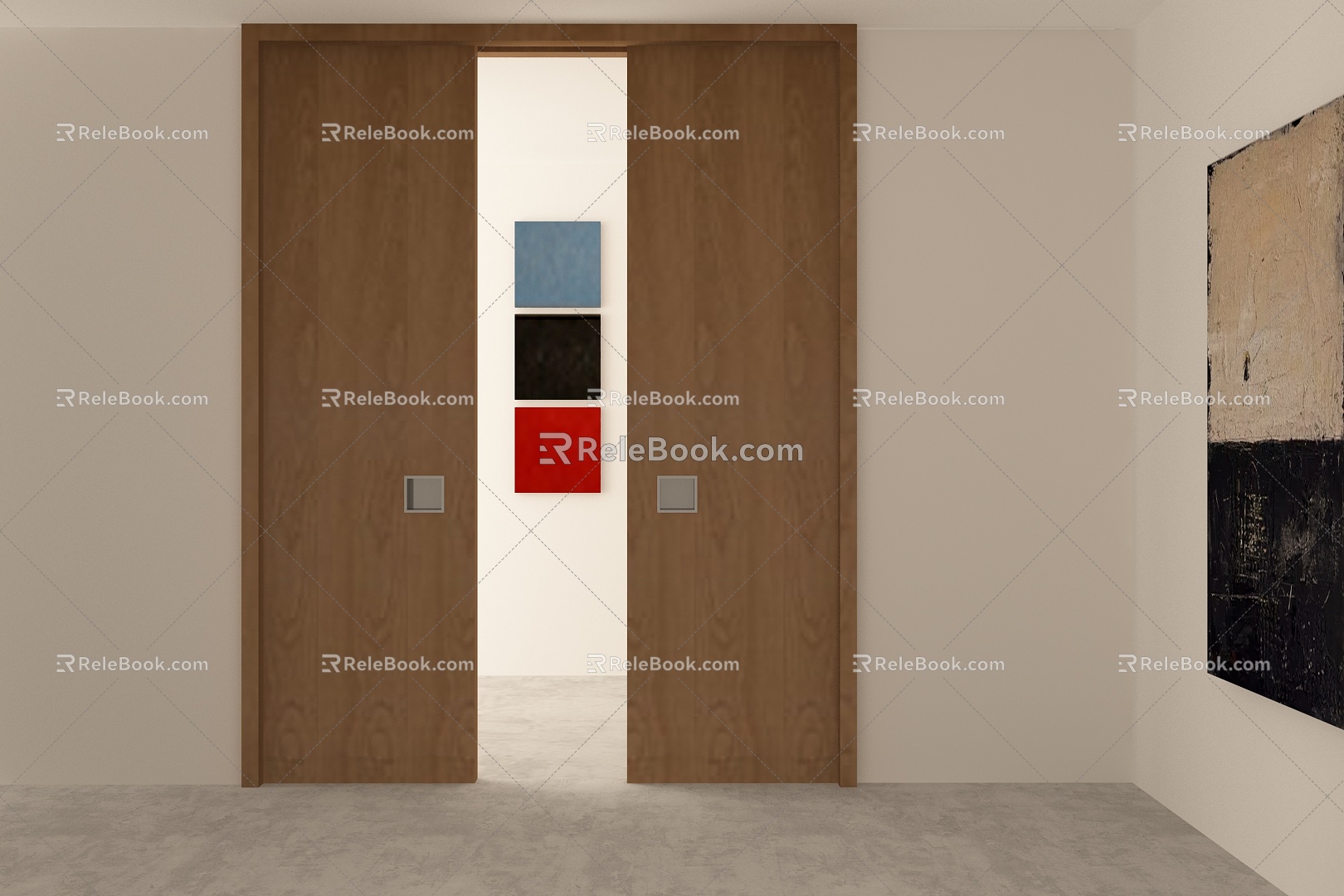 Log sliding door 3d model