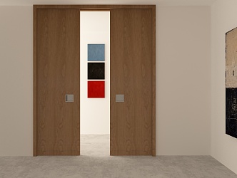 Log sliding door 3d model