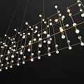 Modern Grid Chandelier With Gold Frame And Spherical Light Bulbs 3d model