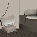 Modern Beige Leisure Chairs With Wooden Frame Curved Back Interior Design