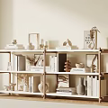 Wooden Multi Tiered Shelf with Books Vases Photo Frames and Decor in Modern Room