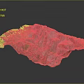 3D Terrain Model With Mountainous Landscape Green Vegetation And Rocky Textures