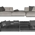 Modern Sectional Sofa Collection Featuring Neutral Beige And Dark Brown Plush Cushions