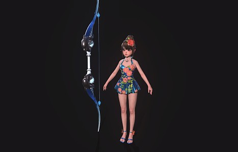 Cute little girl little girl archer anime figure swimsuit 3d model