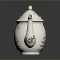 Festive Christmas Teapot With Christmas Tree Design Candy Cane Handle Snowflakes And Holly