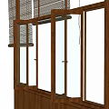 Folding Window Curtain Bamboo Curtain Log Window 3d model