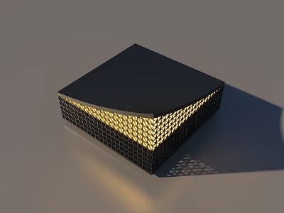 Modern Black Square Decorative Light With Grid Pattern And Warm Yellow Glow 3d model