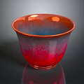 Vibrant Red And Blue Gradient Glossy Ceramic Bowl With Reflective Surface For Daily Use 3d model