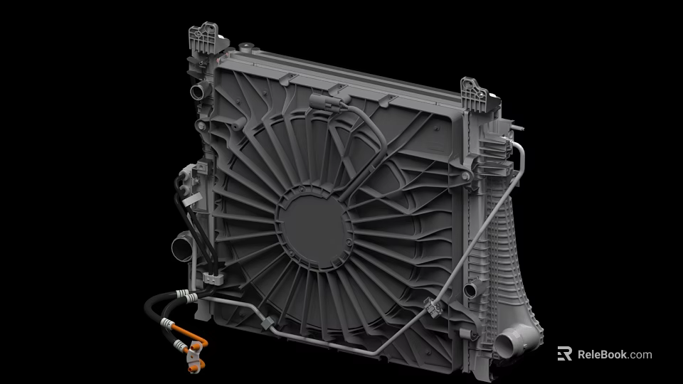 Industrial Radiator With Cooling Fan And Metal Pipes For Machinery 3d model 