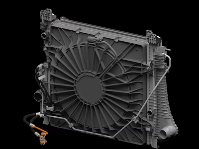 Industrial Radiator With Cooling Fan And Metal Pipes For Machinery 3d model