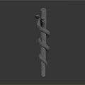 Snake Sculpture Twisted Around Wooden Branch With Artistic Carved Design