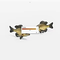 Two Freshwater Aquatic Fish Models With Black Fins On White Background