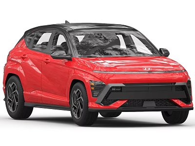 Red Hyundai SUV With Black Roof Sporty Exterior Design Features 3d model
