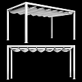 Modern Architectural Canopy Structure With White Support Columns And Curved Roof Panels