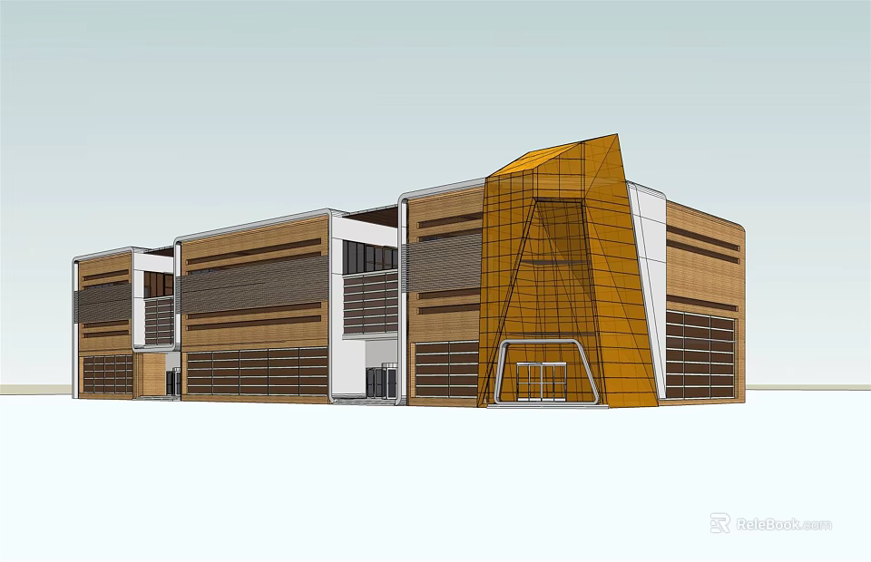 Modern Commercial Complex Architectural Design With Unique Glass Facade And Metal Structure 3d model 