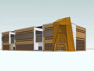Modern Commercial Complex Architectural Design With Unique Glass Facade And Metal Structure 3d model