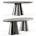 Modern Dining Table With Elegant Marble Top And Conical Metal Legs 3d model