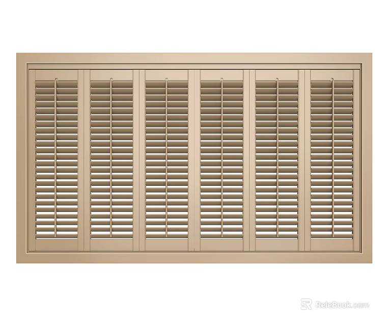 Stylish Beige Window Blinds With Slatted Panels For Modern Interior Design 3d model 