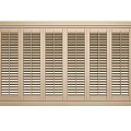 Stylish Beige Window Blinds With Slatted Panels For Modern Interior Design