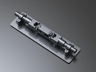 Black Metal Mechanical Component With Cylindrical Parts And Base Plate 3d model