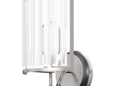 Modern Wall Sconce with Ribbed Glass Shade and Metal Base for Home Decor 3d model