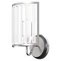 Modern Wall Sconce with Ribbed Glass Shade and Metal Base for Home Decor