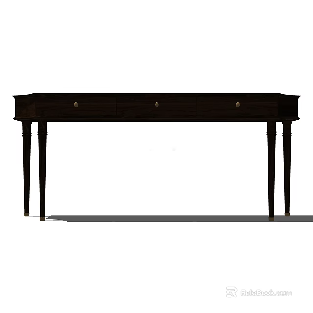 Elegant Dark Wood Entryway Console Table With Drawers And Sturdy Legs Design 3d model 