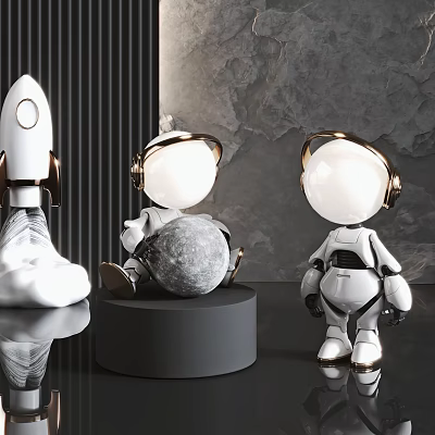 Cartoon Table Lamp Cartoon Characters Rocket 3d model
