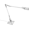Adjustable Black Desk Lamp with Extended Arm Square Base and Flat Light Head 3d model