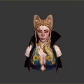 Game and Movie Character with Cat Ears Long Blonde Hair Blue Top and Golden Ornaments