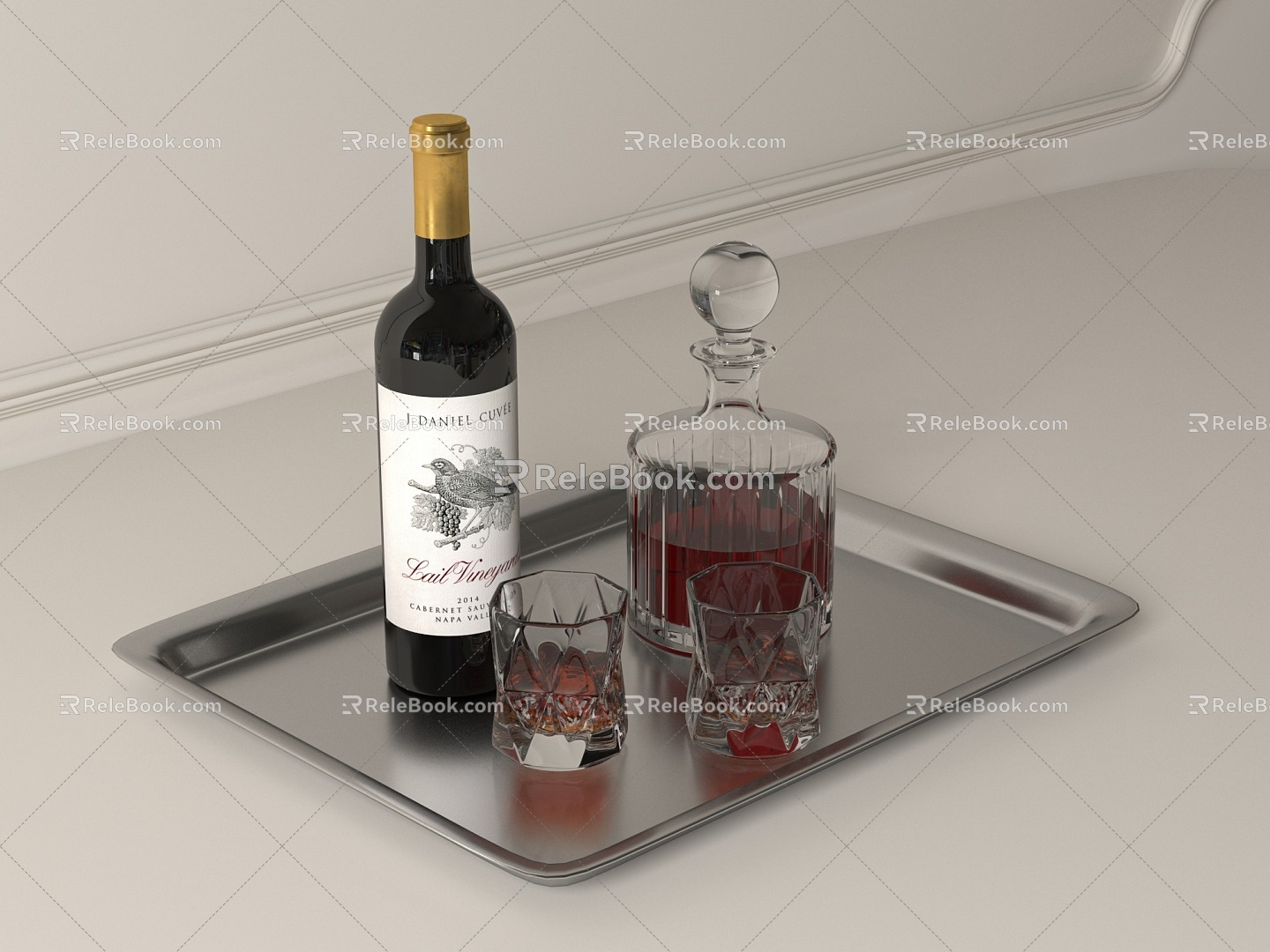 Modern Wine Bottle Wine Wine Glass Glass Glass Bottle Wine model