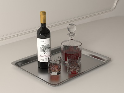 Modern Wine Bottle Wine Glass Bottle Wine 3d model