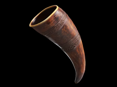 Traditional Hand Carved Horn Decorative Cup As Unique Household Item With Intricate Patterns 3d model